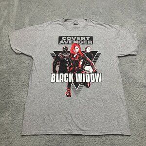 Marvel Avengers Graphic T-Shirt Comic Book Tee Black Widow‎ Gray Size Large